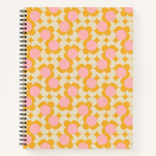 Geometric Circle Mid Century Flower Pattern Notebook