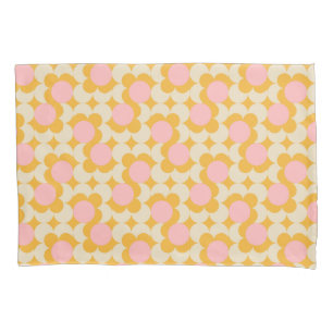 Geometric Circle Mid Century Flower Pattern Pillowcase