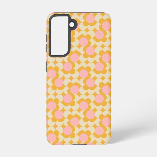 Geometric Circle Mid Century Flower Pattern Samsung Galaxy S21 Case (Back)