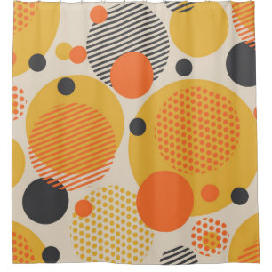 Geometric circle seamless pattern in retro 60s sty shower curtain