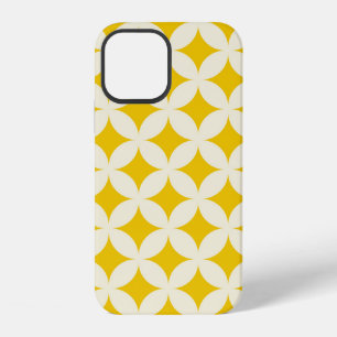Geometric circle shapes seamless pattern ecru whit iPhone 12 case