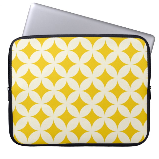 Geometric circle shapes seamless pattern ecru whit laptop sleeve (Front)