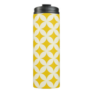 Geometric circle shapes seamless pattern ecru whit thermal tumbler