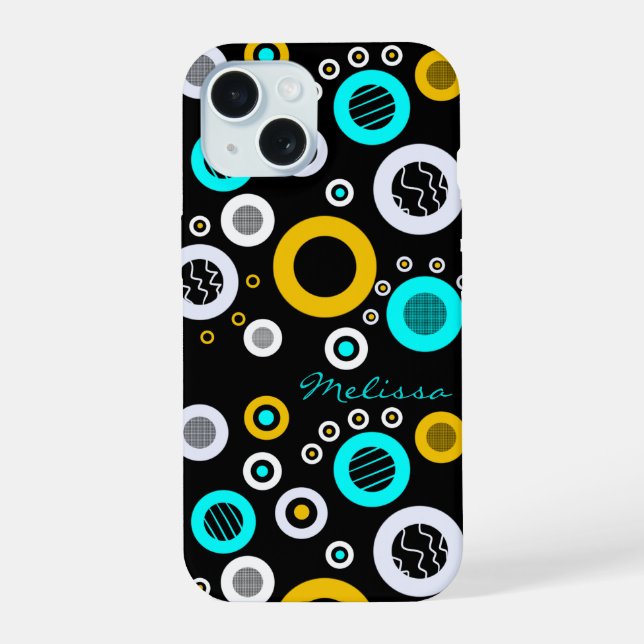 Geometric circles abstract iPhone 15 case (Back)