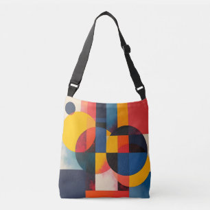 Geometric Circles and Colour Blocks Crossbody Bag