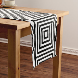 Geometric Circles and Squares Short Table Runner