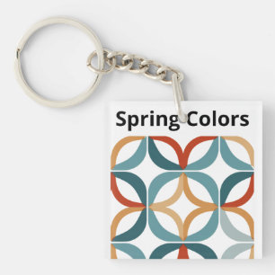 "Geometric Circles in Warm Tones with a Modern Tou Key Ring