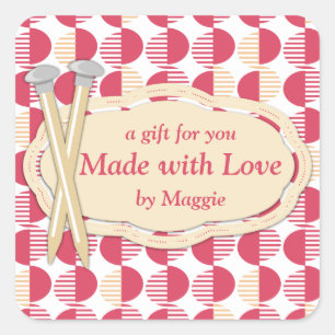 geometric circles knitting needles red square sticker