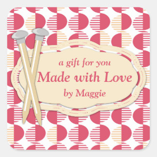 geometric circles knitting needles red square sticker