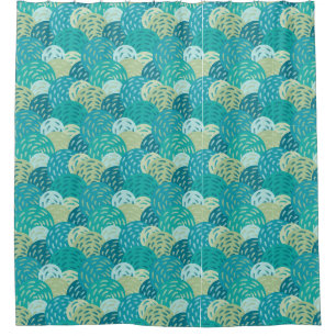 Geometric Circles, Lagoon, Blue, Turquoise Shower Curtain