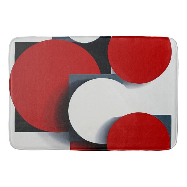 🔴 Geometric Circles Modern Bathroom Accent 🔴 Bath Mat (Front)