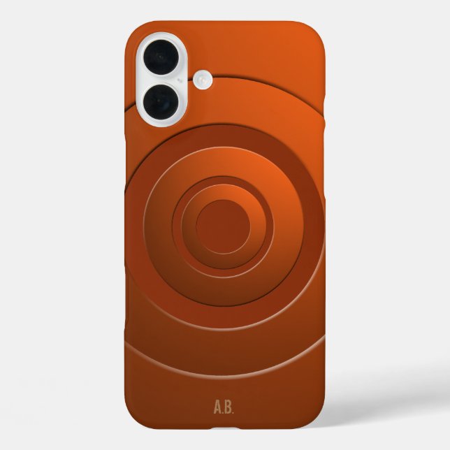 Geometric Circles Modern Orange with any Initials Case-Mate iPhone Case (Back)