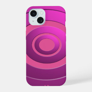 Geometric Circles Modern Pink with any Initials iPhone 15 Case