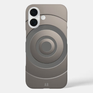 Geometric Circles Modern Silver with any Initials iPhone 16 Case
