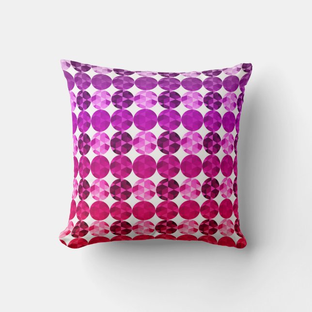 Geometric Circles Purple Pink Red  Ombre Pattern Cushion (Front)