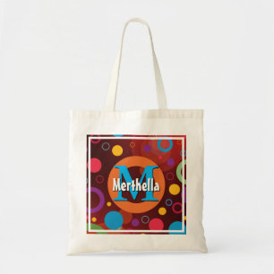 Geometric Circles Rings Dots Personalised Monogram Tote Bag