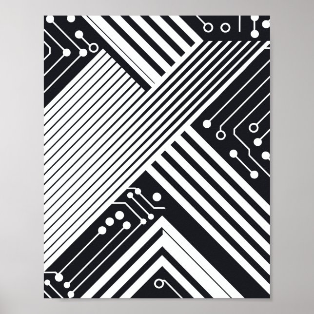 Geometric Circuit Board Abstract Design Poster (Front)