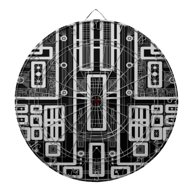Geometric Circuit Board Dartboard (Front)