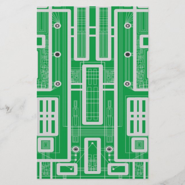 Geometric Circuit Board Stationery (Front)