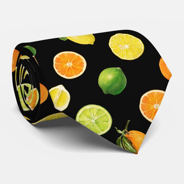 Geometric Citrus Fruit Refreshing Pattern Tie (Rolled)