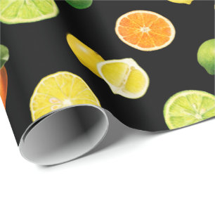Geometric Citrus Fruit Refreshing Pattern Wrapping Paper