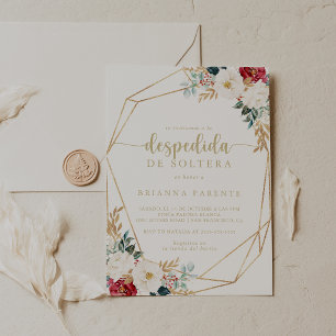 Geometric Classic Gold Spanish Bridal Shower  Invitation