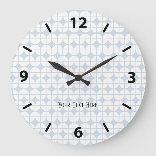 Geometric Classic Pattern Custom Text Large Clock (Front)
