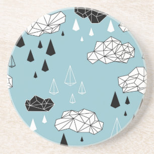Geometric clouds and rain, seamless pattern. coaster