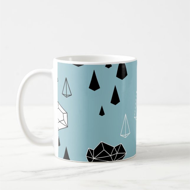 Geometric clouds and rain, seamless pattern. coffee mug (Left)