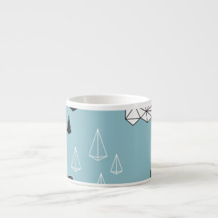 Geometric clouds and rain, seamless pattern. espresso cup