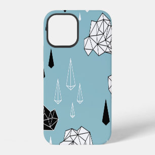 Geometric clouds and rain, seamless pattern. iPhone 12 case