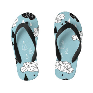 Geometric clouds and rain, seamless pattern. kid's thongs