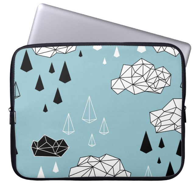 Geometric clouds and rain, seamless pattern. laptop sleeve (Front)