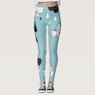 Geometric clouds and rain, seamless pattern. leggings