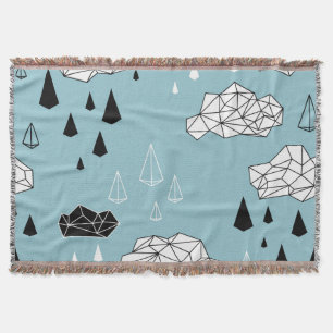 Geometric clouds and rain, seamless pattern. throw blanket