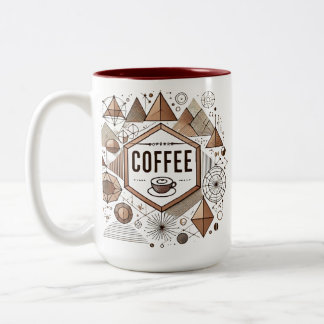 Geometric Coffee Lover Modern and Stylish Design Two-Tone Coffee Mug
