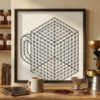 Geometric Coffee Mug Isometric Grid Art