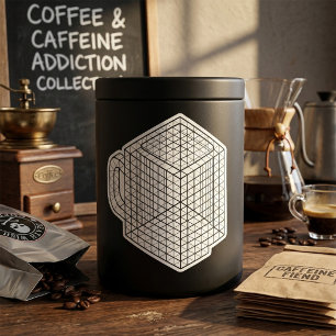 Geometric Coffee Mug Isometric Grid Art Square Sticker