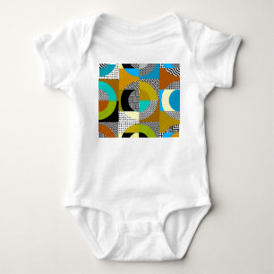 Geometric collage: circles, vintage pattern. baby bodysuit