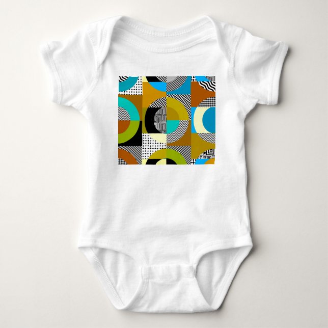 Geometric collage: circles, vintage pattern. baby bodysuit (Front)