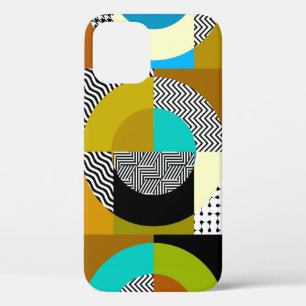 Geometric collage: circles, vintage pattern. iPhone 12 case