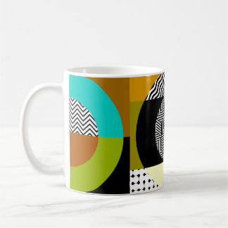 Geometric collage: circles, vintage pattern. coffee mug