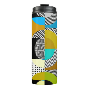Geometric collage: circles, vintage pattern. thermal tumbler