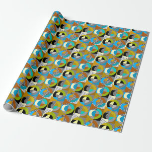 Geometric collage: circles, vintage pattern. wrapping paper