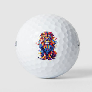 Geometric colorful lion design golf balls