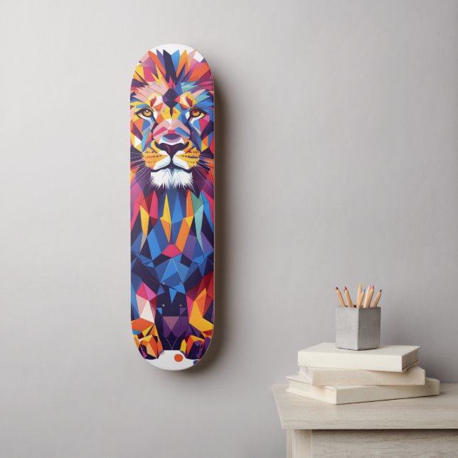 Geometric colorful lion design skateboard (Wall Art)