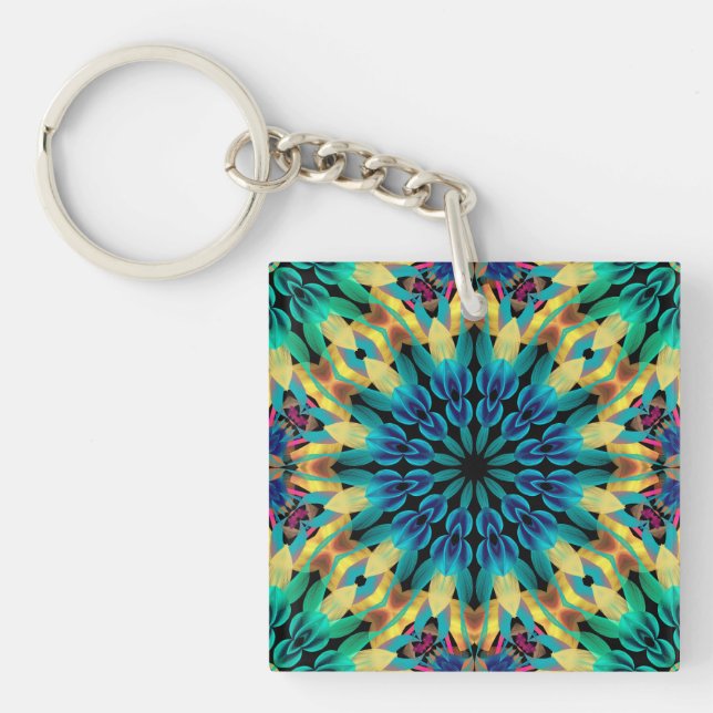  Geometric Colorful Shapes Mandala Key Ring (Front)