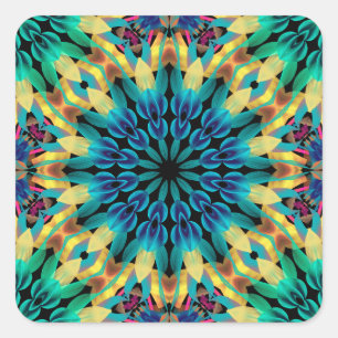 Geometric Colorful Shapes Mandala Square Sticker