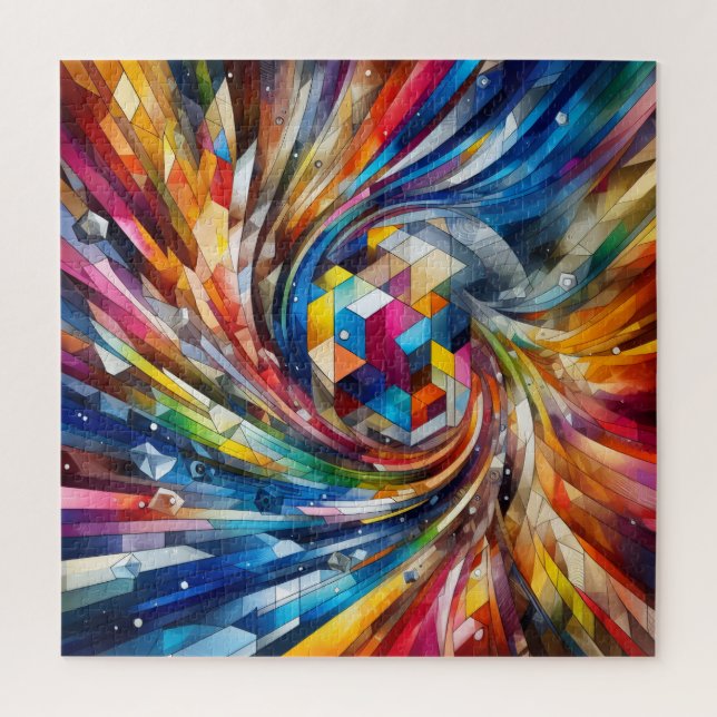 Geometric Colorful Swirl Jigsaw Puzzle (Vertical)