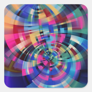 Geometric Colors Swirls Square Sticker